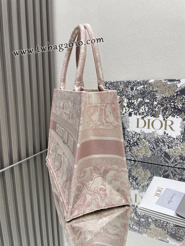 Dior专柜新款TOTE包迪奥高仿原单经典粉老虎中号购物袋手提托特包 djfk1379